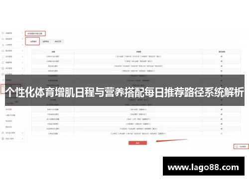 个性化体育增肌日程与营养搭配每日推荐路径系统解析
